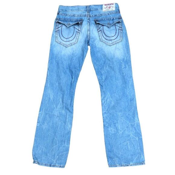 Rare True Religion Jeans Size 34 STRAIGHT BIG T Red Stitch Blue - Picture 6 of 11